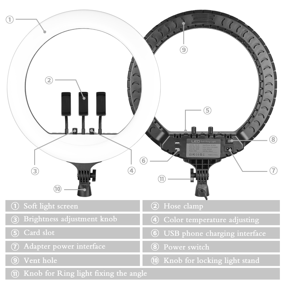 SH 18 Inch Núm Vặn Vòng Đèn LE - đánh giá và giá Photography Lighting Circle