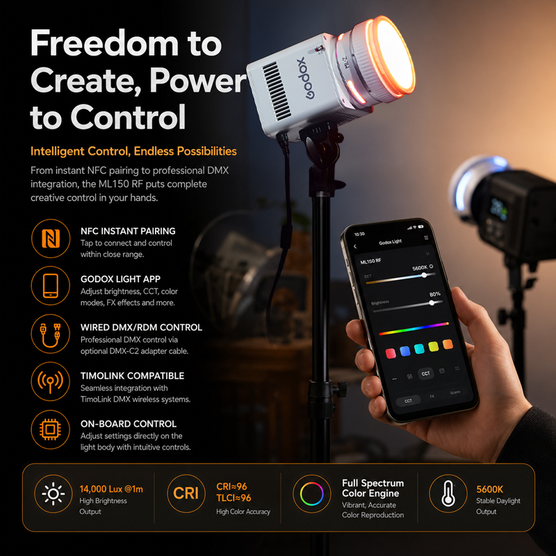 Godox ML150RF Full-color LED V - đánh giá và giá Photography Lighting App