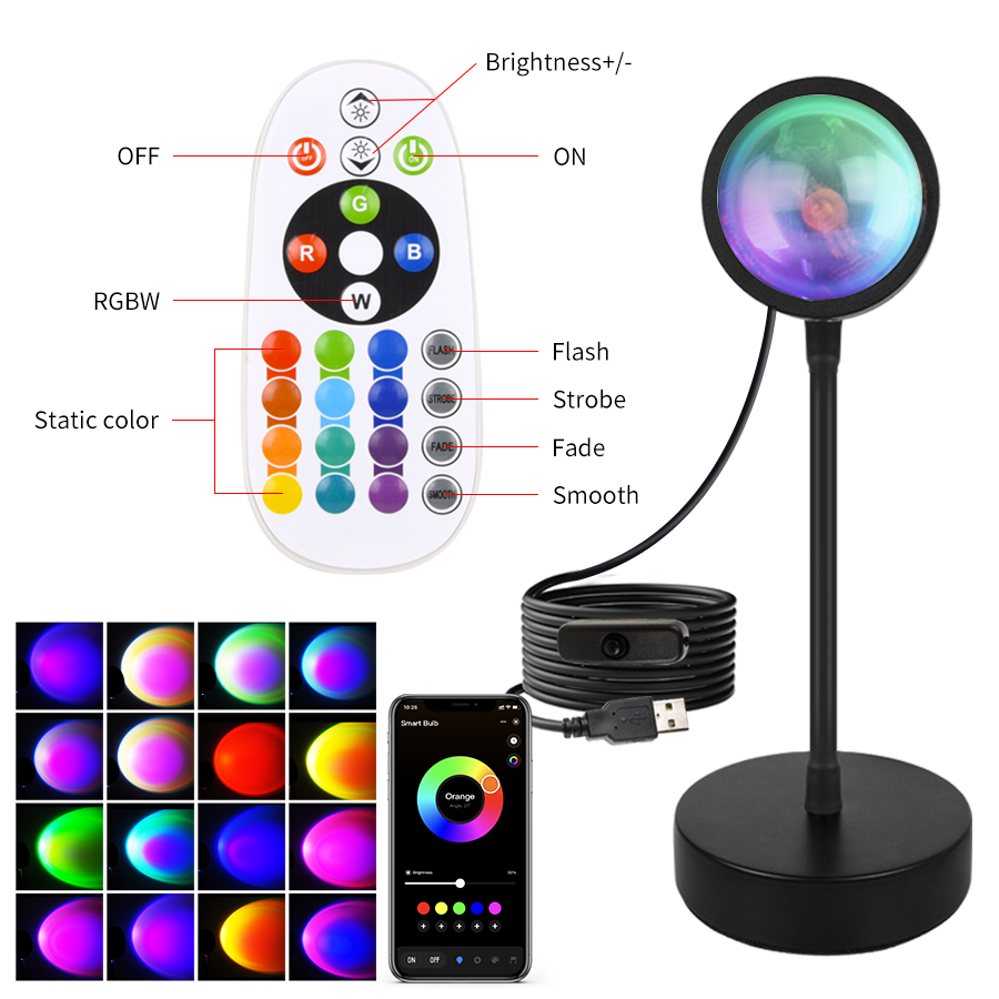 Smart Sunset Lamp Tuya LED Nig - đánh giá và giá Photography Lighting App