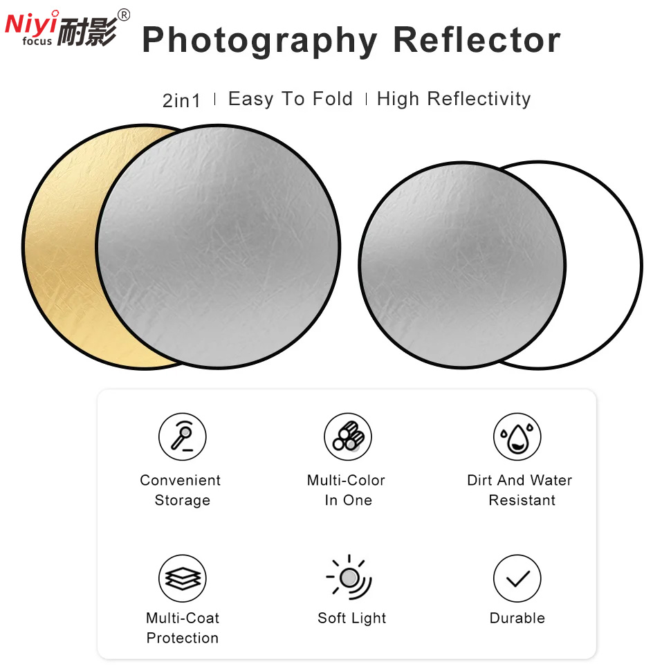 2in1 Round Portable Reflector  - đánh giá và giá Photography Lighting Reflector