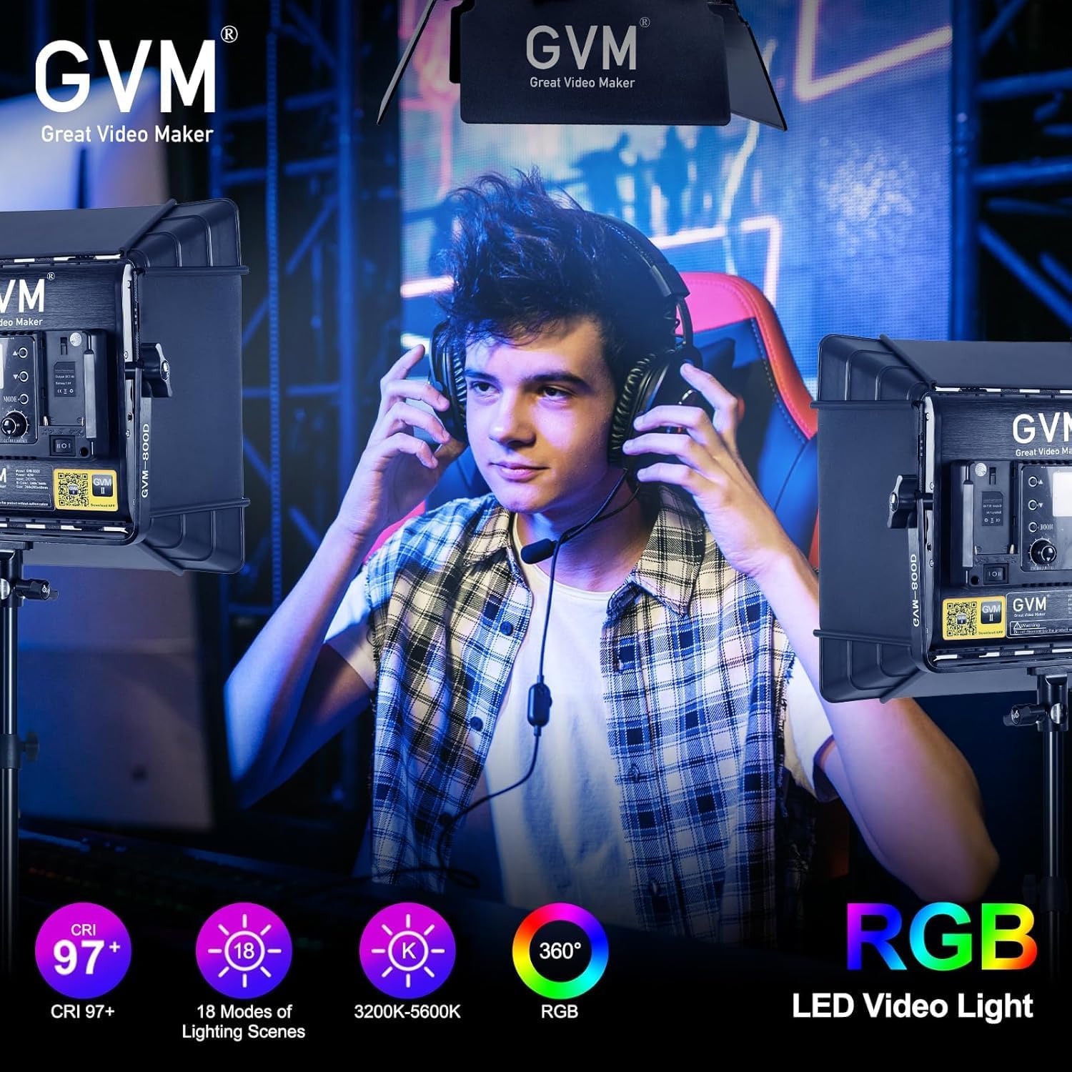 RGB LED Video Lighting Kit, 3- - đánh giá và giá Photography Lighting App